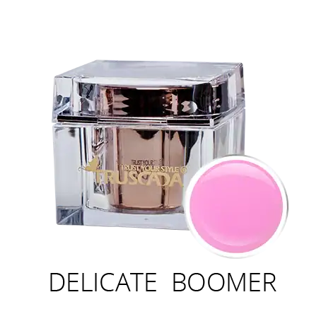 Luxurious pink gel nail polish in a clear, elegant jar from Truscada Northern Ireland. Perfect for stylish manicures and professional nail art applications.